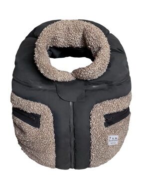 7 AM Enfant Cocoon Car Seat Stroller Cover Sherpa Teddy Winter Gray Beige Tan
